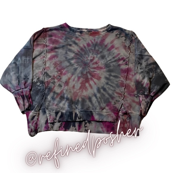 Free People We the Free Camden Sweater size Small NEW Black Reverse Tie Dye - Picture 2 of 6